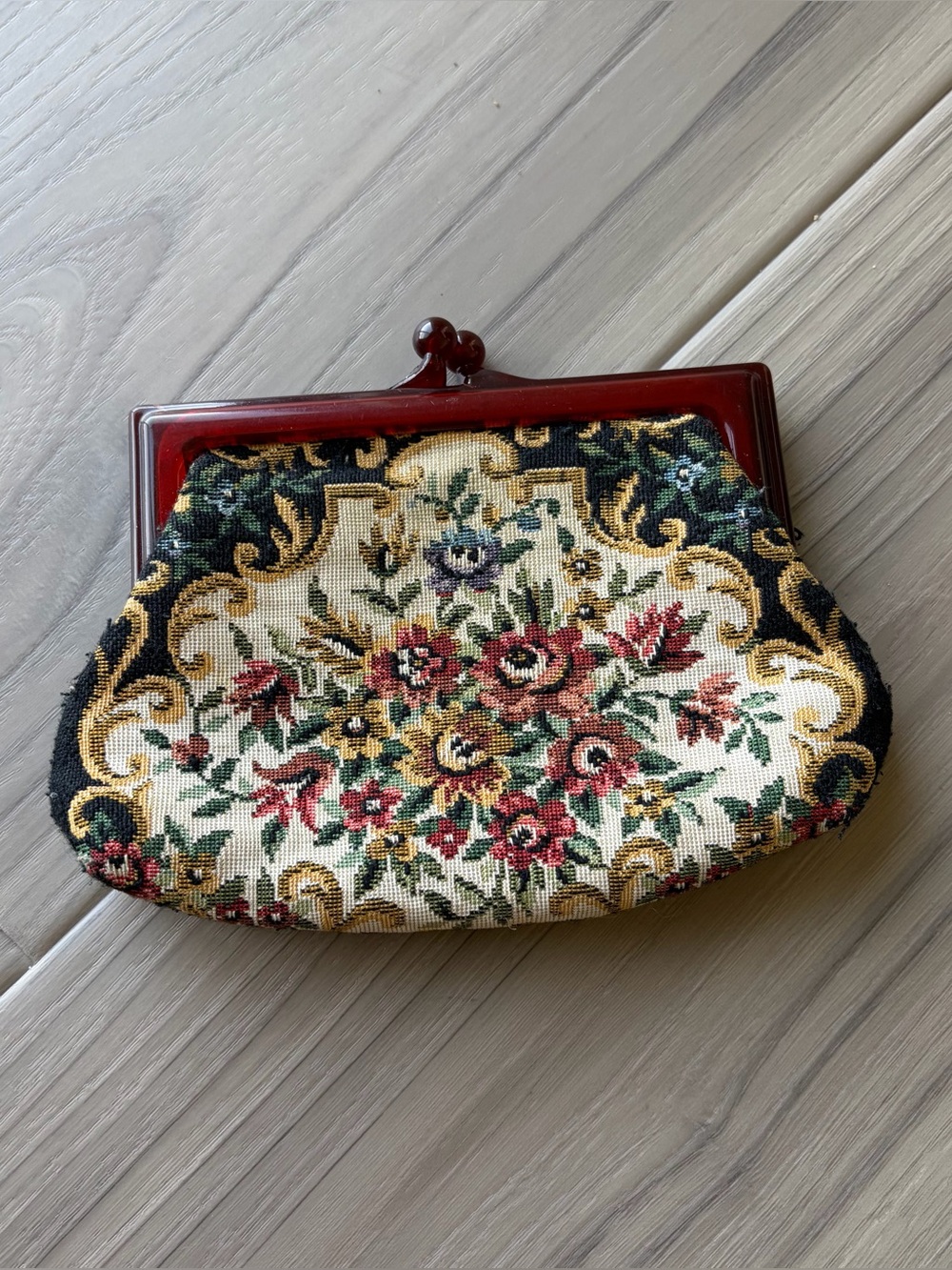 Vintage Tapestry KISS lock Pouch